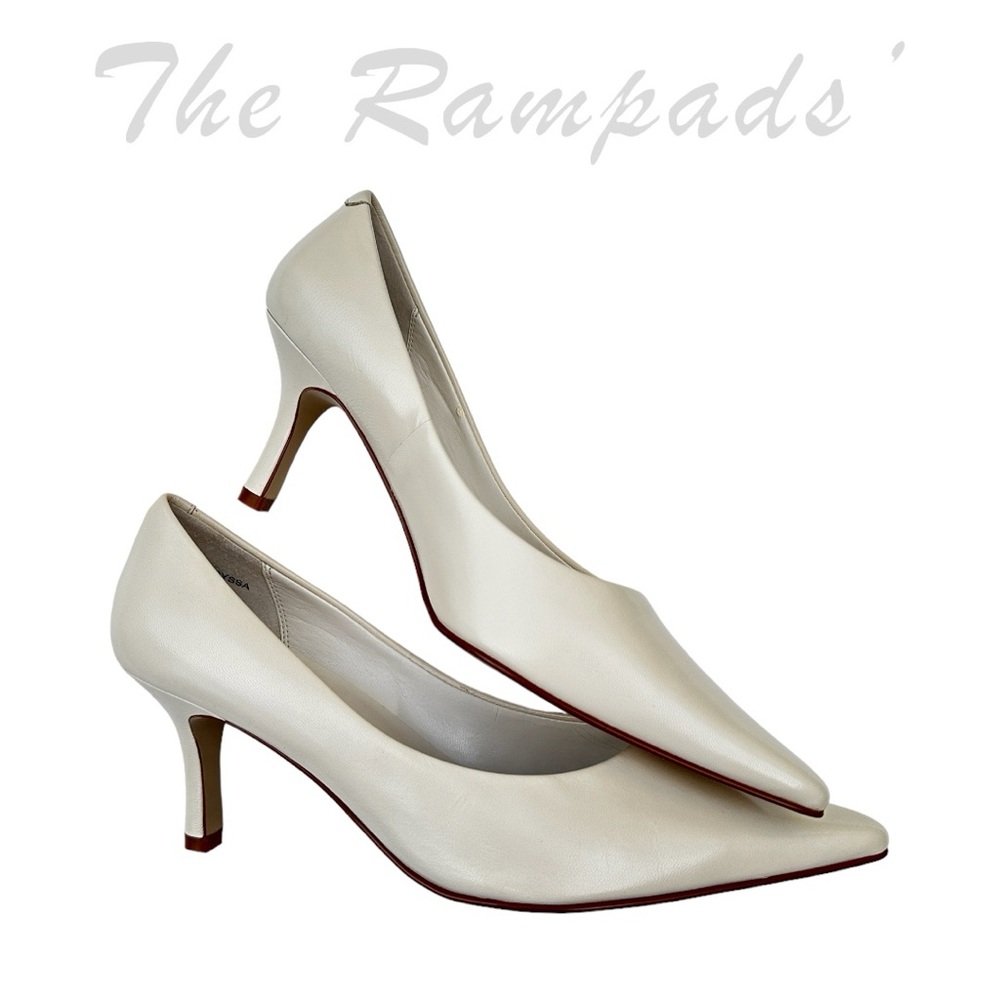 Maripe Pump Toe White Cream Leather Heels